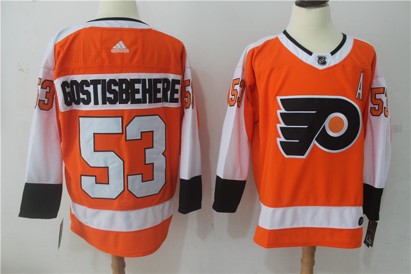 Men Philadelphia Flyers #53 Gostisbehere Orange Hockey Stitched Adidas NHL Jerseys